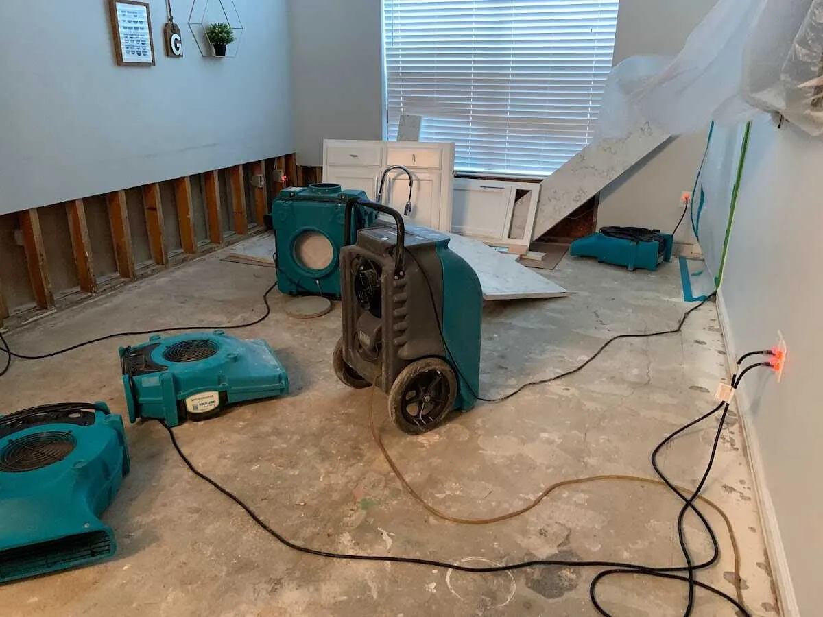 Dehumidifier in flood-cut room for Water Extraction & Removal in Jasper